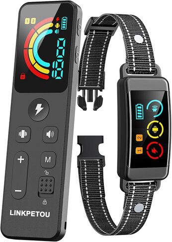 Dog Shock Collar with Remote - LINKPETOU Upgrated Electric Dog Training Collar with Beep, Vibration, Safe Shock, Rechargeable Waterproof e Collar for Small Medium Large Dogs (1 Collar+ 1 Remote) in Saudi Arabia
