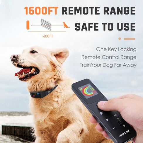 Dog Shock Collar with Remote - LINKPETOU Upgrated Electric Dog Training Collar with Beep, Vibration, Safe Shock, Rechargeable Waterproof e Collar for Small Medium Large Dogs (1 Collar+ 1 Remote) in Saudi Arabia