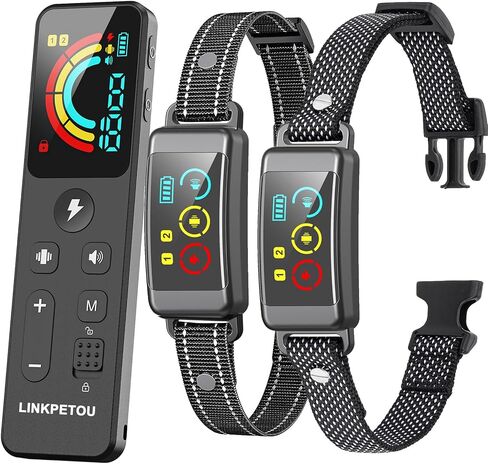 Dog Shock Collar with Remote - LINKPETOU Upgrated Electric Dog Training Collar with Beep, Vibration, Safe Shock, Rechargeable Waterproof e Collar for Small Medium Large Dogs (1 Collar+ 1 Remote) in Saudi Arabia