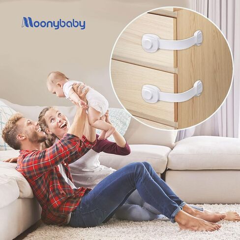 Moonybaby Oven Lock Child Safety, Also Works for Fridge, Toilet, Cabinets, Drawers and More, 6 Pack, White in Kuwait