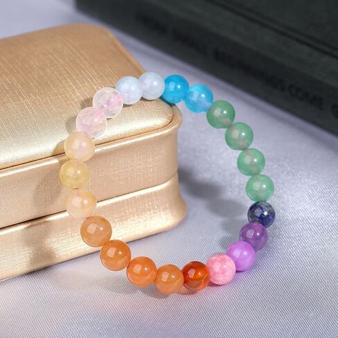 قلادة MAIBAOTA من الكريستال العلاجي 7 شقرا وسوار متعدد الألوان مقاس 8 مم in Kuwait