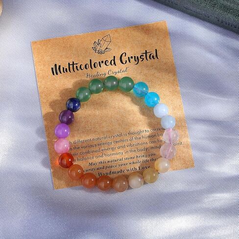 قلادة MAIBAOTA من الكريستال العلاجي 7 شقرا وسوار متعدد الألوان مقاس 8 مم in Kuwait