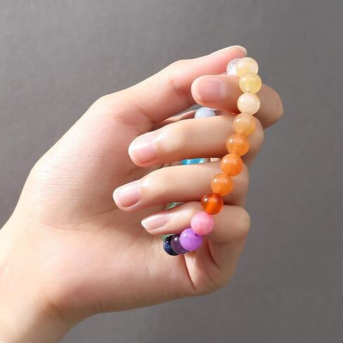 قلادة MAIBAOTA من الكريستال العلاجي 7 شقرا وسوار متعدد الألوان مقاس 8 مم in Kuwait