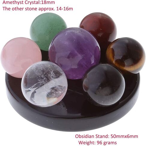 Jovivi Seven Star Group Natural Amethyst Chakra Crystal Sphere Ball with Black Obsidian Stand w/Box in Saudi Arabia