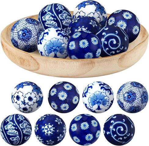 BBTO 8 Pcs Porcelain Balls Decorative Balls for Centerpiece Bowls Decorative Balls Tray Bowl or Basket Decor for Centerpiece Bowls Vases Tables Wedding Home Decor(Classic) in Saudi Arabia