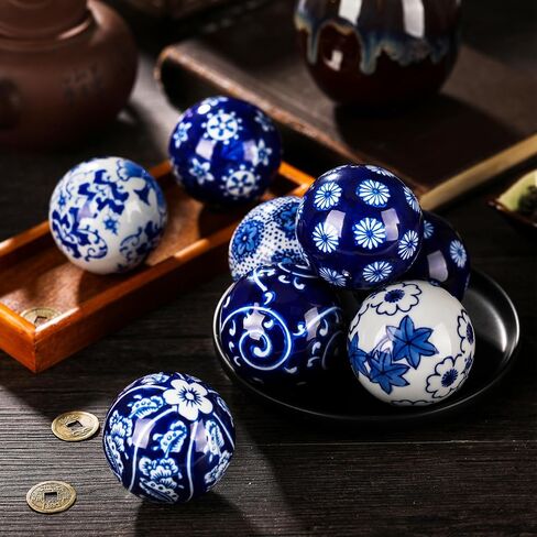 BBTO 8 Pcs Porcelain Balls Decorative Balls for Centerpiece Bowls Decorative Balls Tray Bowl or Basket Decor for Centerpiece Bowls Vases Tables Wedding Home Decor(Classic) in Saudi Arabia