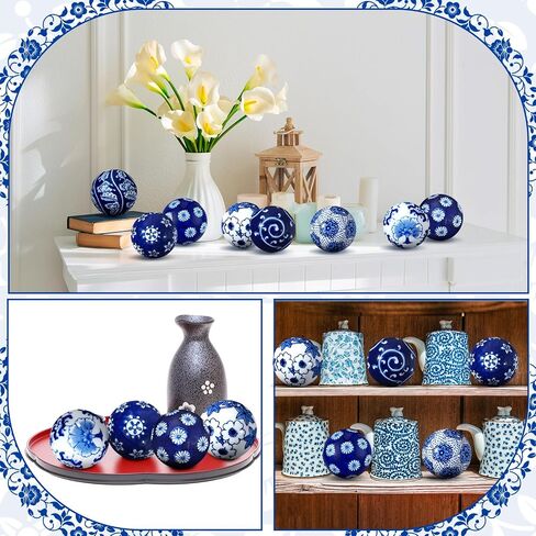BBTO 8 Pcs Porcelain Balls Decorative Balls for Centerpiece Bowls Decorative Balls Tray Bowl or Basket Decor for Centerpiece Bowls Vases Tables Wedding Home Decor(Classic) in Saudi Arabia