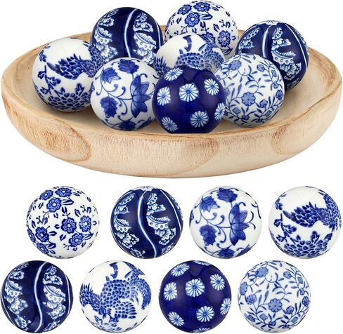 BBTO 8 Pcs Porcelain Balls Decorative Balls for Centerpiece Bowls Decorative Balls Tray Bowl or Basket Decor for Centerpiece Bowls Vases Tables Wedding Home Decor(Classic) in Saudi Arabia