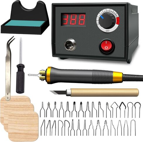 FIRElood LH30 Wood Burning Kit, Digitally Adjustable Temperature Wood burner Pen Kit, Wood Burning Tool, Professional Wood Burner Tool Kit for Adults and Beginners Craft (LH30-2 NEW) in Kuwait