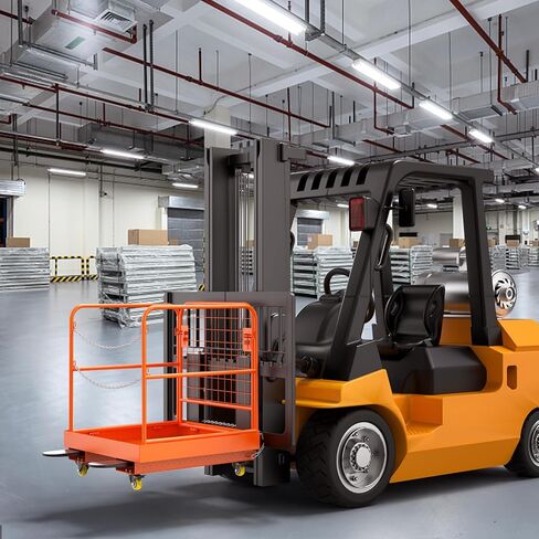 360Tronics Forklift Safety Cage 36"x36", 1500lbs Capacity Heavy Duty Steel Collapsible Forklift Work Platform with Dual-Chain Guardrail & 4 Industry Locking Swivel Casters, Perfect for Aerial Jobs in Kuwait