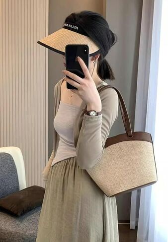 حقيبة القش للنساء حقيبة الشاطئ القش حمل حقيبة الفرنسية الرجعية حقيبة كتف حقيبة يد الصيف المنسوجة حقيبة المتشرد 2024 حقيبة تسوق السفر الحقائب in Kuwait