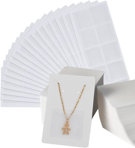 BUUFAN 400PCS قلادة عرض بطاقات قلادة سلسلة لاصقة الحقيبة PVC واضحة ذاتية اللصق عرض جيب لعرض المجوهرات حامل البيع - بني in Kuwait