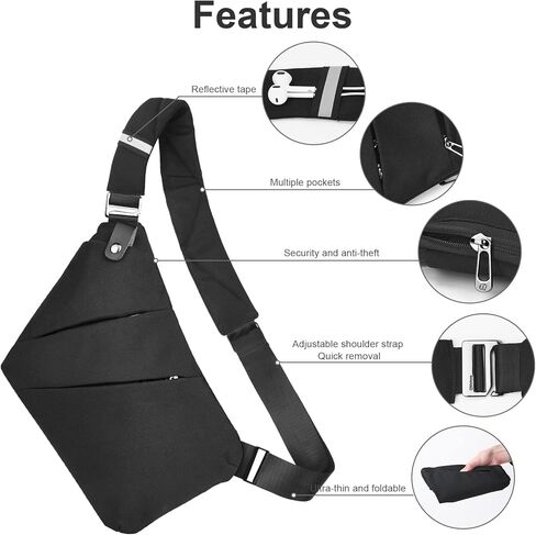 حقيبة سفر واندر بلس مضادة للسرقة، حقيبة صدر مقاومة للماء، حقيبة كتف متعددة الجيوب للرجال والنساء in Kuwait