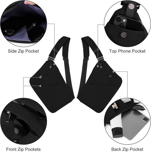 حقيبة سفر واندر بلس مضادة للسرقة، حقيبة صدر مقاومة للماء، حقيبة كتف متعددة الجيوب للرجال والنساء in Kuwait