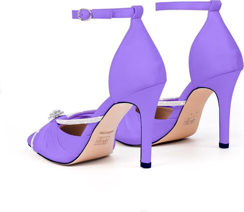 100FIXEO Women's Sexy Elegant Rhinestone Closed Toe Wedding Shoes Satin High Stiletto Heel Pointed Toe Heeled Sandals in Saudi Arabia