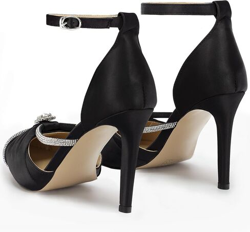 100FIXEO Women's Sexy Elegant Rhinestone Closed Toe Wedding Shoes Satin High Stiletto Heel Pointed Toe Heeled Sandals in Saudi Arabia