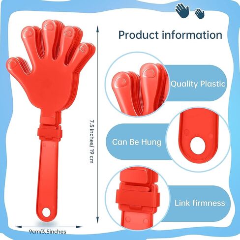 48 Pcs Noisemakers Include 24 Hand Clappers 24 Thunder Sticks Cheer Noise Makers for Sporting Events Football Games School Team Spirit Items Party Favors Dance （Black in Saudi Arabia
