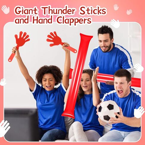 48 Pcs Noisemakers Include 24 Hand Clappers 24 Thunder Sticks Cheer Noise Makers for Sporting Events Football Games School Team Spirit Items Party Favors Dance （Black in Saudi Arabia