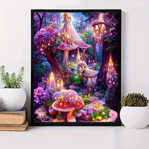 CXYQLC DIY 5D Diamond Painting Kits for Adults, Diamond Painting Full Drill Crystal Rhinestone Embroidery Craft Kits for Home Wall Decor Gifts 11.8x15.7inch(Beautiful Mushroom Room) in Saudi Arabia