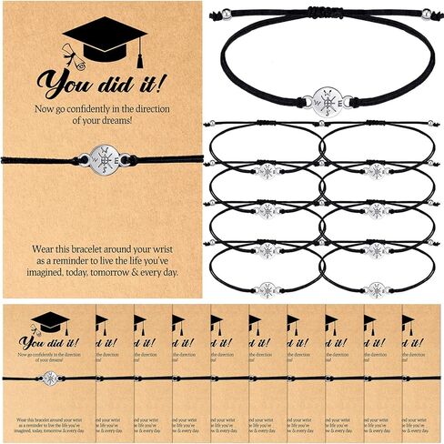 Ecally 40 Sets Graduation Gifts 2024 Compass Bracelet with Cards, Gifts for Her Him Women Men Girls Boys High School Friendship College Graduate Gift Graduation Party Favors in Saudi Arabia
