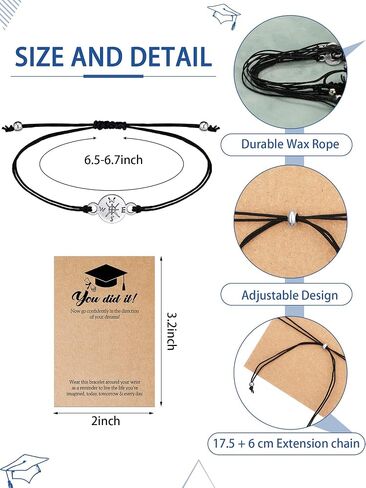 Ecally 40 Sets Graduation Gifts 2024 Compass Bracelet with Cards, Gifts for Her Him Women Men Girls Boys High School Friendship College Graduate Gift Graduation Party Favors in Saudi Arabia