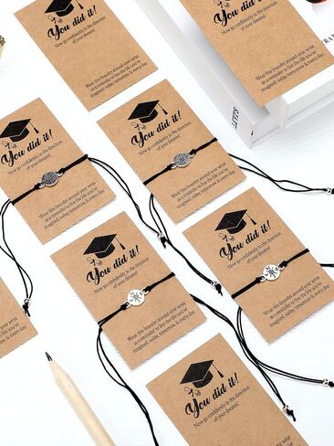 Ecally 40 Sets Graduation Gifts 2024 Compass Bracelet with Cards, Gifts for Her Him Women Men Girls Boys High School Friendship College Graduate Gift Graduation Party Favors in Saudi Arabia