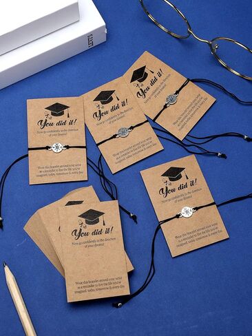 Ecally 40 Sets Graduation Gifts 2024 Compass Bracelet with Cards, Gifts for Her Him Women Men Girls Boys High School Friendship College Graduate Gift Graduation Party Favors in Saudi Arabia