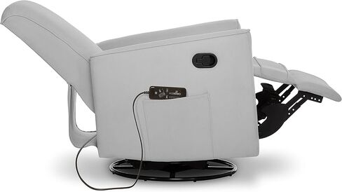 طائرة شراعية دوارة منجدة من Evolur Raleigh، كرسي هزاز، كرسي باللون الرمادي الفاتح، طائرة شراعية حديثة للحضانة مع مدلك مدمج، مجموعة خالية من الأدوات، سهلة التنظيف، طائرة شراعية صديقة للبيئة in Kuwait