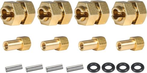 SCX24 Brass Wheel hex Hub Extenders 4pcs 8mm(+4mm) with Nuts 1.0 Wheel Rims Adapter for 1/24 RC Crawler SCX24 Bronco C10 Gladiator AX24 SCX24 Upgrades Accessories (SCX24 Brass Wheel hex Hub 8mm) in Saudi Arabia