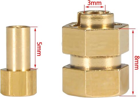 SCX24 Brass Wheel hex Hub Extenders 4pcs 8mm(+4mm) with Nuts 1.0 Wheel Rims Adapter for 1/24 RC Crawler SCX24 Bronco C10 Gladiator AX24 SCX24 Upgrades Accessories (SCX24 Brass Wheel hex Hub 8mm) in Saudi Arabia