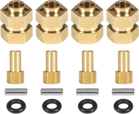 SCX24 Brass Wheel hex Hub Extenders 4pcs 8mm(+4mm) with Nuts 1.0 Wheel Rims Adapter for 1/24 RC Crawler SCX24 Bronco C10 Gladiator AX24 SCX24 Upgrades Accessories (SCX24 Brass Wheel hex Hub 8mm) in Saudi Arabia