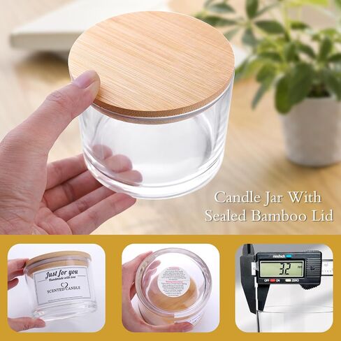 IRASPIN 18oz Candle Jars 12 Pack - 3 Wick Empty Clear Glass Candle Making Jars with Bamboo Lids and Sticky Labels, Bulk Clear Candle Containers for Making - Dishwasher Safe in Saudi Arabia