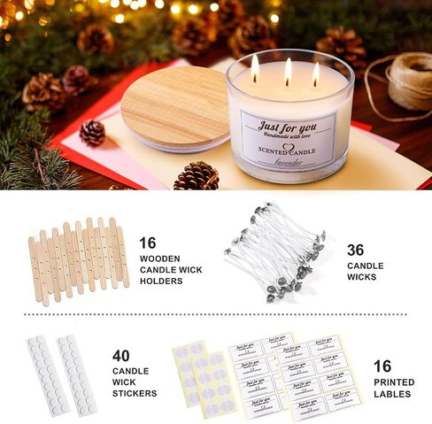 IRASPIN 18oz Candle Jars 12 Pack - 3 Wick Empty Clear Glass Candle Making Jars with Bamboo Lids and Sticky Labels, Bulk Clear Candle Containers for Making - Dishwasher Safe in Saudi Arabia
