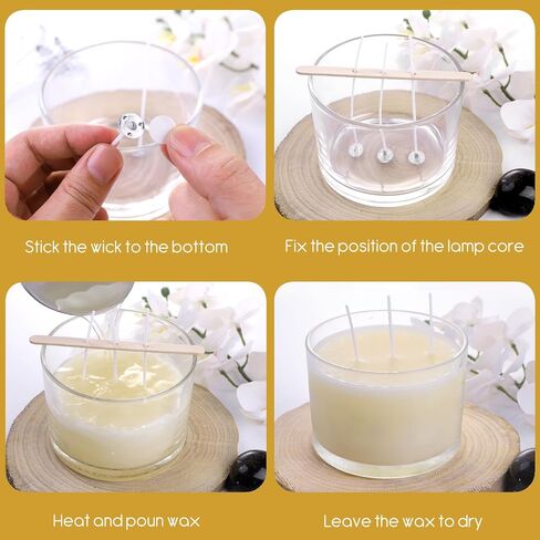 IRASPIN 18oz Candle Jars 12 Pack - 3 Wick Empty Clear Glass Candle Making Jars with Bamboo Lids and Sticky Labels, Bulk Clear Candle Containers for Making - Dishwasher Safe in Saudi Arabia