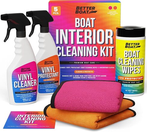 Ultimate Boat Interior Cleaning Kit Boat Cleaner Products Marine Vinyl Protectant Boat Vinyl Cleaner for Boat Seats Wipes & Microfiber Cloths Pontoon Boat Accessories Jetski Car & RV Care Supplies in Saudi Arabia
