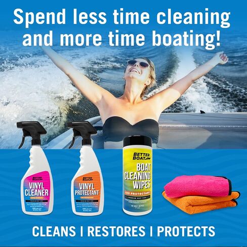 Ultimate Boat Interior Cleaning Kit Boat Cleaner Products Marine Vinyl Protectant Boat Vinyl Cleaner for Boat Seats Wipes & Microfiber Cloths Pontoon Boat Accessories Jetski Car & RV Care Supplies in Saudi Arabia