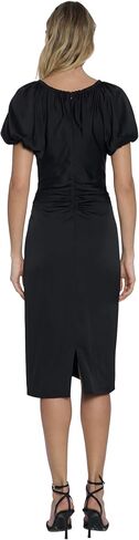 Maggy London Puff Sleeve Below The Knee Ruching | Wedding Guest Dresses for Women in Saudi Arabia