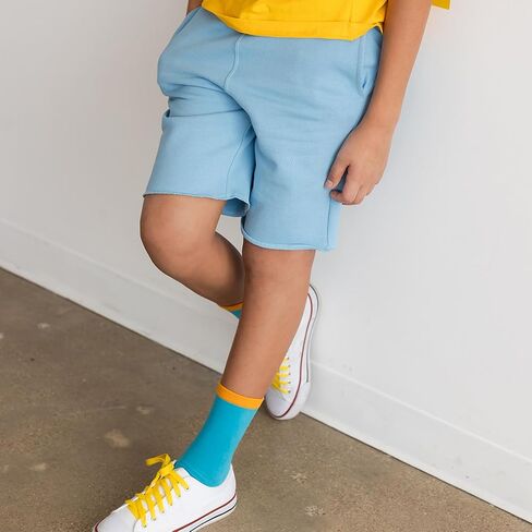 Mightly Girls' & Boys Knee Shorts - 100% Organic Cotton, Colorful & Basic Knee Shorts with Side Pockets, Toddlers & Kids in Saudi Arabia