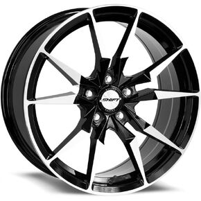 عجلة SHIFT WHEELS المخصصة - 18 × 8، 35 إزاحة، نمط مسمار 5 × 114.3، محور 72.6 مم - أسود لامع مع حافة وجه مُصنعة آليًا in Kuwait