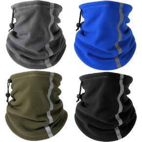 4 Pcs Visibility Reflective Neck Gaiter Winter Fleece Neck Scarf Thermal Face Scarf Neck Scarf with Drawstring for Men Women (Fluorescent Green) in Saudi Arabia