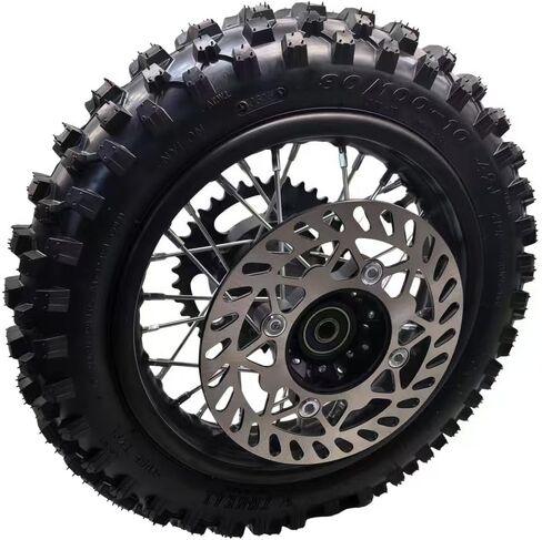 CLEO 80/100-10 Rear Wheel Rim Tire Assembly for 50cc-110cc Dirt Bike taotao TTR SSR CRF Apollo 12mm axle includes 190mm brake disc and 420-41T sprocket in Saudi Arabia
