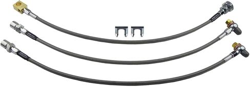 Inline Tube Compatible with 1988-98 Chevrolet GMC K1500 K2500 Stainless Braded Brake Hose Kit For 2"-4" Lifts 3pc in Saudi Arabia