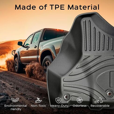 Floor Mats Custom Fit for 2019-2025 Dodge Ram 1500, TPE All-Weather Floor Liners Full Set with 1st & 2nd Rows, Fit Bucket or Bench Seats (Crew Cab 2019-2026 New Body, Full Set(Without Storage)) in Saudi Arabia
