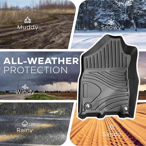 Floor Mats Custom Fit for 2019-2025 Dodge Ram 1500, TPE All-Weather Floor Liners Full Set with 1st & 2nd Rows, Fit Bucket or Bench Seats (Crew Cab 2019-2026 New Body, Full Set(Without Storage)) in Saudi Arabia