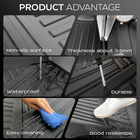 Floor Mats Custom Fit for 2019-2025 Dodge Ram 1500, TPE All-Weather Floor Liners Full Set with 1st & 2nd Rows, Fit Bucket or Bench Seats (Crew Cab 2019-2026 New Body, Full Set(Without Storage)) in Saudi Arabia