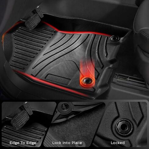 Floor Mats Custom Fit for 2019-2025 Dodge Ram 1500, TPE All-Weather Floor Liners Full Set with 1st & 2nd Rows, Fit Bucket or Bench Seats (Crew Cab 2019-2026 New Body, Full Set(Without Storage)) in Saudi Arabia