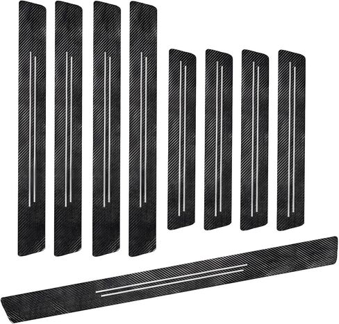 9PC Car Door Sill Protector for Lincoln Corsair 2020-2024 2025, Door sill Scratch Protection,Anti-Scratch Carbon Fiber Trunk Door Sill Protection,Red-9pc in Saudi Arabia