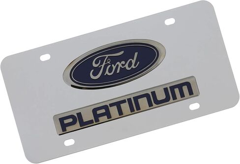 Au-tomotive Gold, Inc. Dual Logo License Plate for Ford (Chrome) in Saudi Arabia