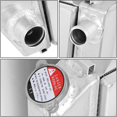 Auto Dynasty Aluminum Radiator Fan Shroud Assembly Compatible with 1978-1993 Mustang Thunderbird Granada LTD Fairmont Continental Mark VII Capri Cougar Grand Marquis Zephyr, 3-Row Aluminum Radiator in Saudi Arabia