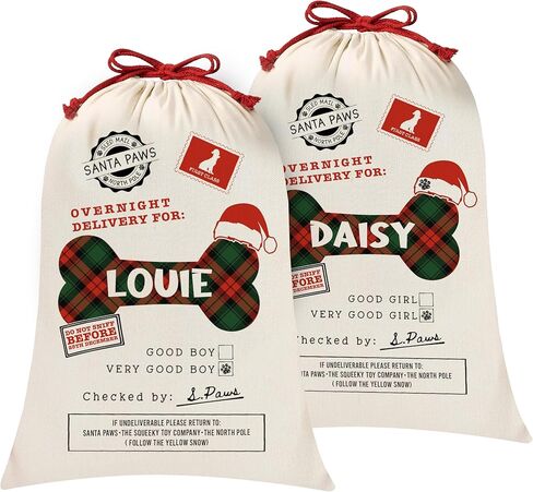 Personalized Pet Christmas Large Santa Sack, Customized Xmas Gift Bag for Dog, Custom Holiday Present Pouch Delivery from Santa in Saudi Arabia